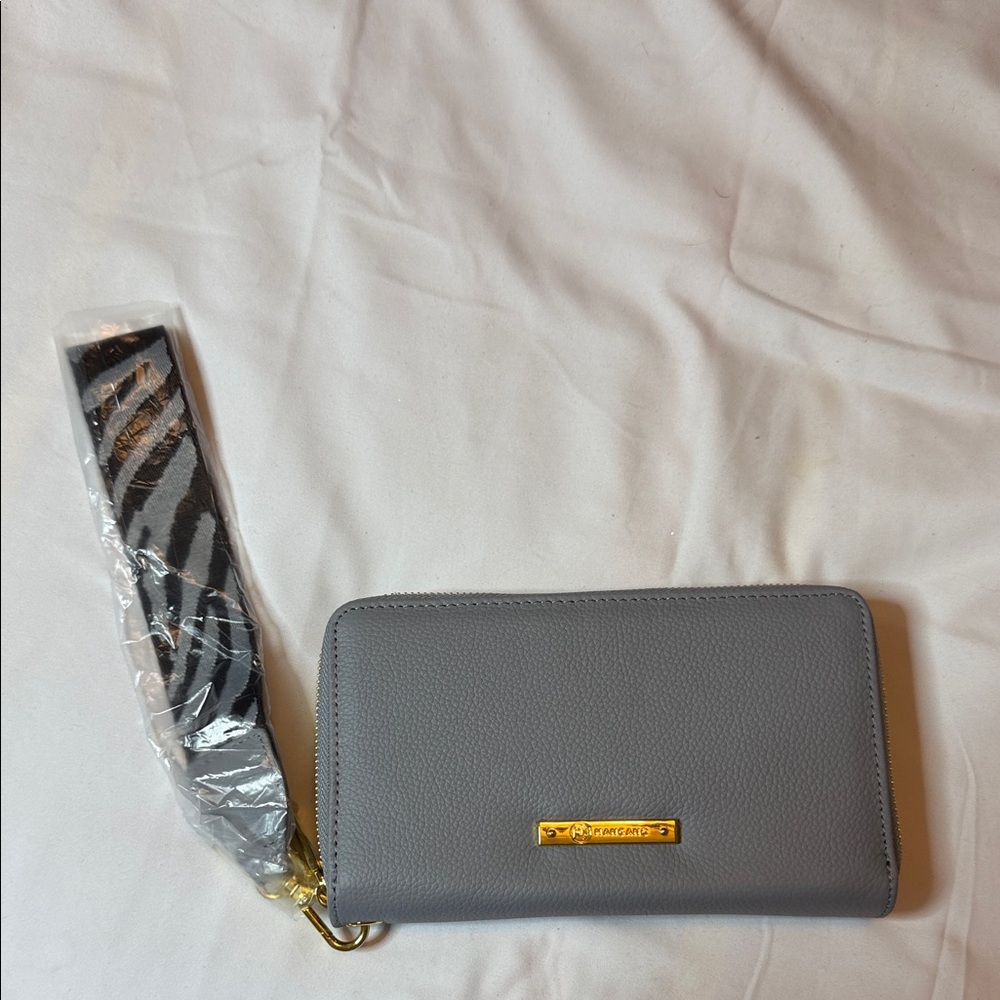 Joy Mangano Gray Wallet with Gold Accents